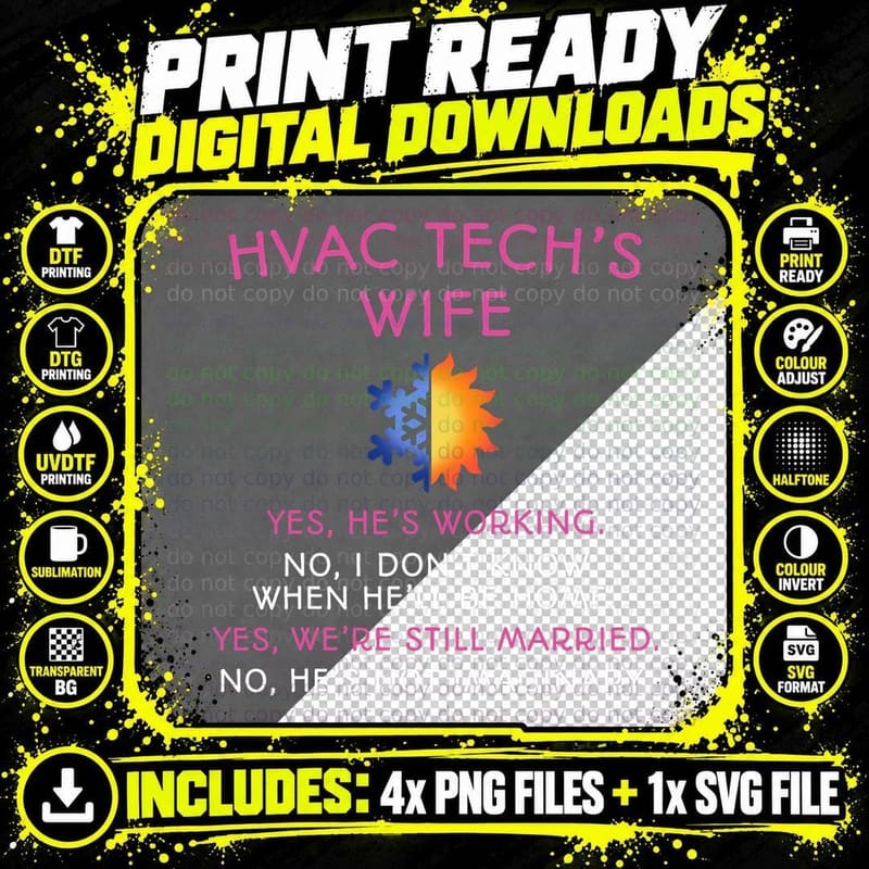 Hvac Tech Wife Shirt Hvac Technicians T-Shirt Gift for Png SVG Digital Bundle