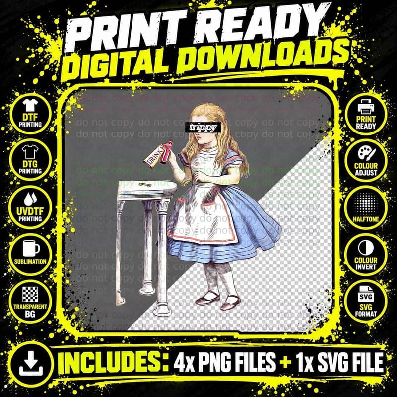 Alice in Wonderland - Drink Me T Shirt Design Png SVG Digital Bundle