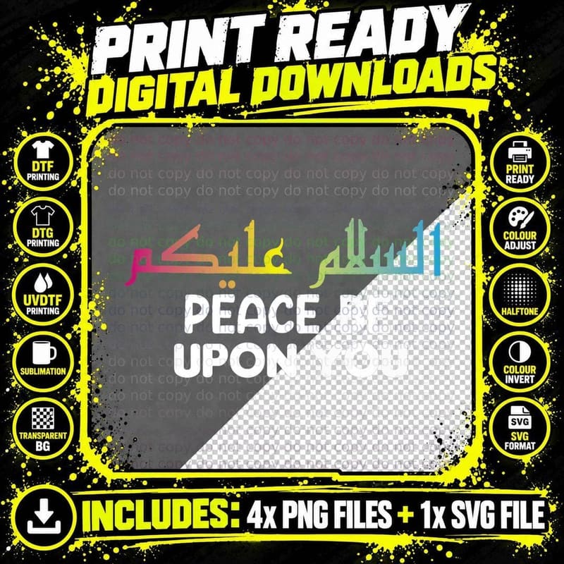 Assalamu Alaikum Peace Be Upon You Islamic Muslim Arabic Png SVG Digital Bundle