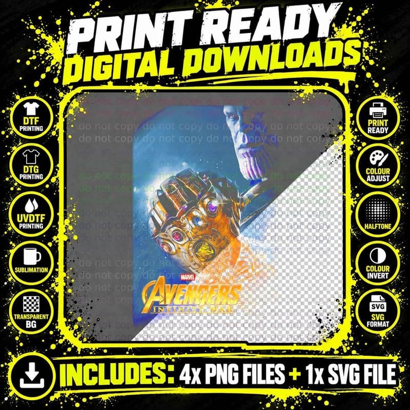 Avengers Infinity War Thanos Gauntlet T-Shirt Png SVG Digital Bundle