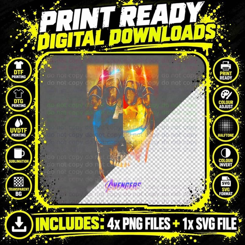 Avengers Iron Man T-Shirt, Comic Book Hero Print Png SVG Digital Bundle