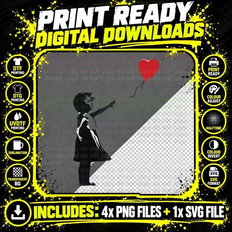 Banksy - Girl with Balloon Essential T-Shirt Png SVG Digital Bundle