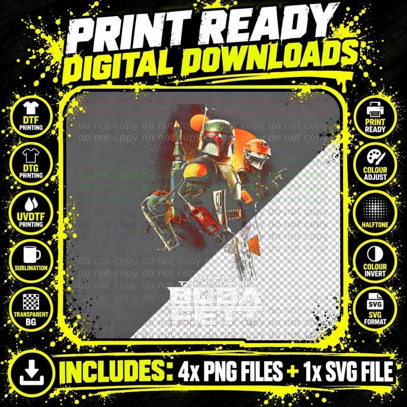 Book of Boba Fett T-Shirt, Bounty Hunter Print Png SVG Digital Bundle