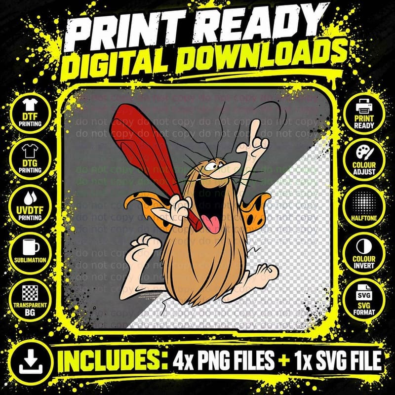 Captain Caveman Unga Bunga T-Shirt Png SVG Digital Bundle