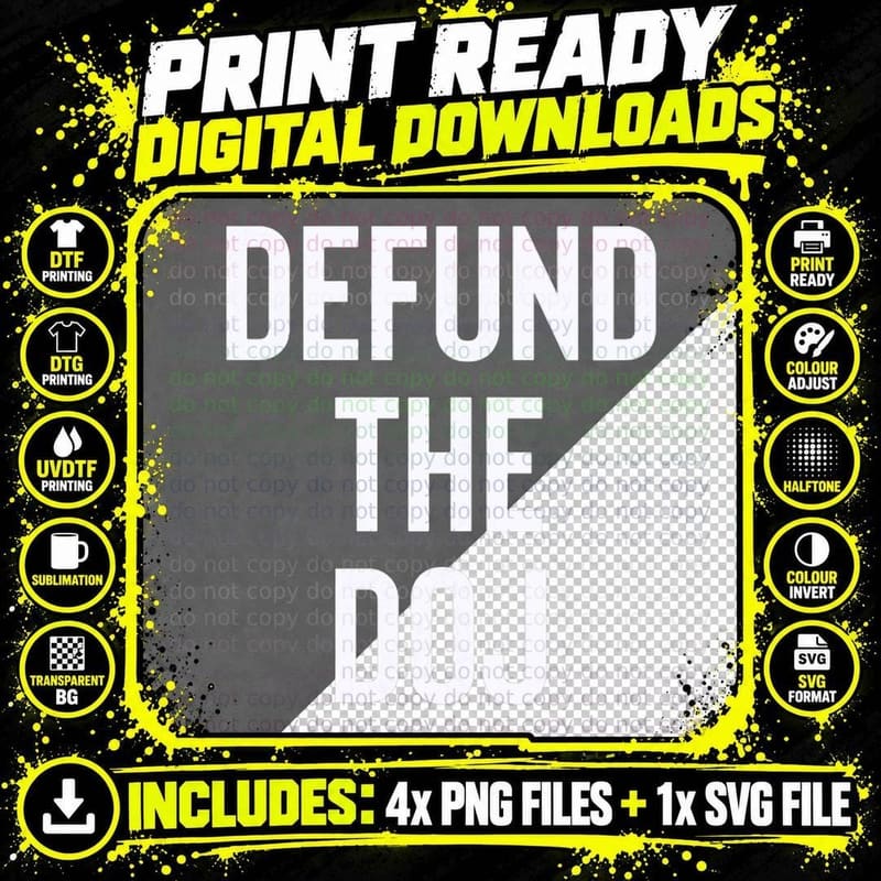 Defund the DOJ Department of Justice Politics Png SVG Digital Bundle