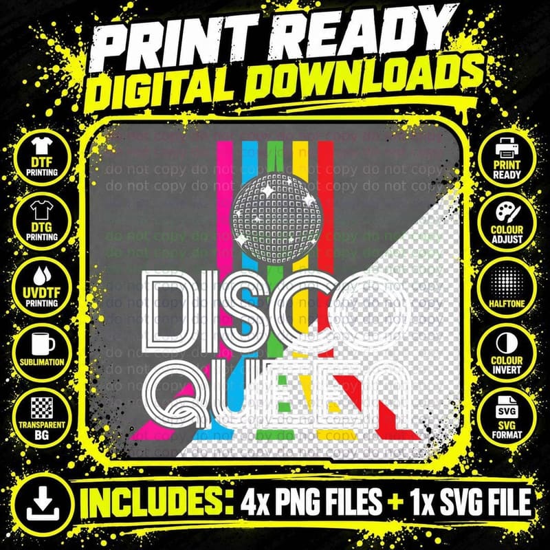 Disco Queen Disco Balls 70's Urban Nightlife Disco Png SVG Digital Bundle