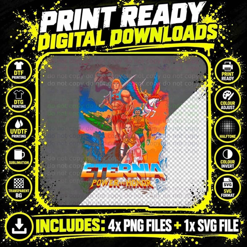 Eternia Power and Honor Tee, He-Man and the Masters of Png SVG Digital Bundle