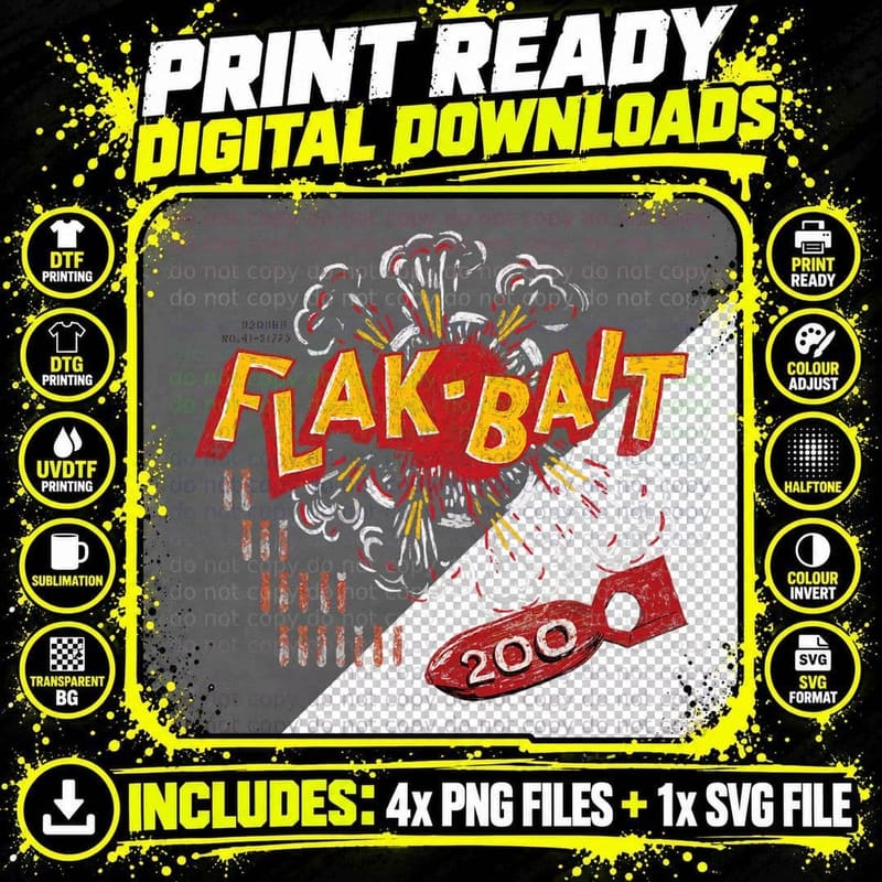 Flak-Bait Martin B-26 Marauder WW2 Nose Art Flak Bait Png SVG Digital Bundle