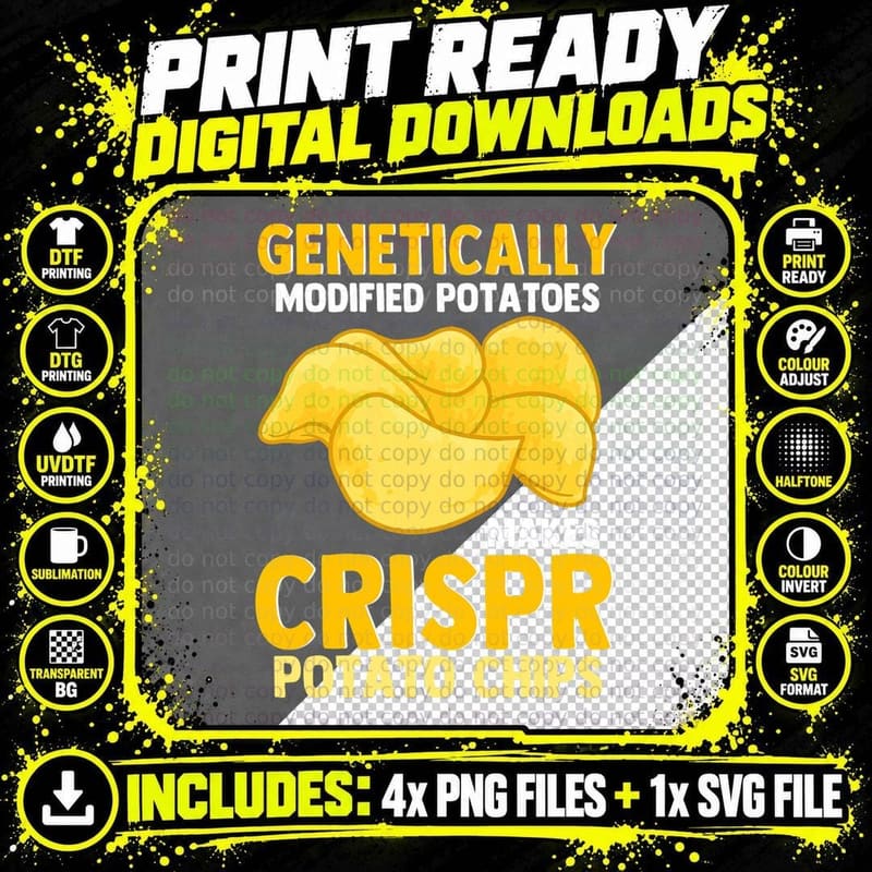 Genetically Modified Potatoes Makes Crispr Potato Chips Png SVG Digital Bundle