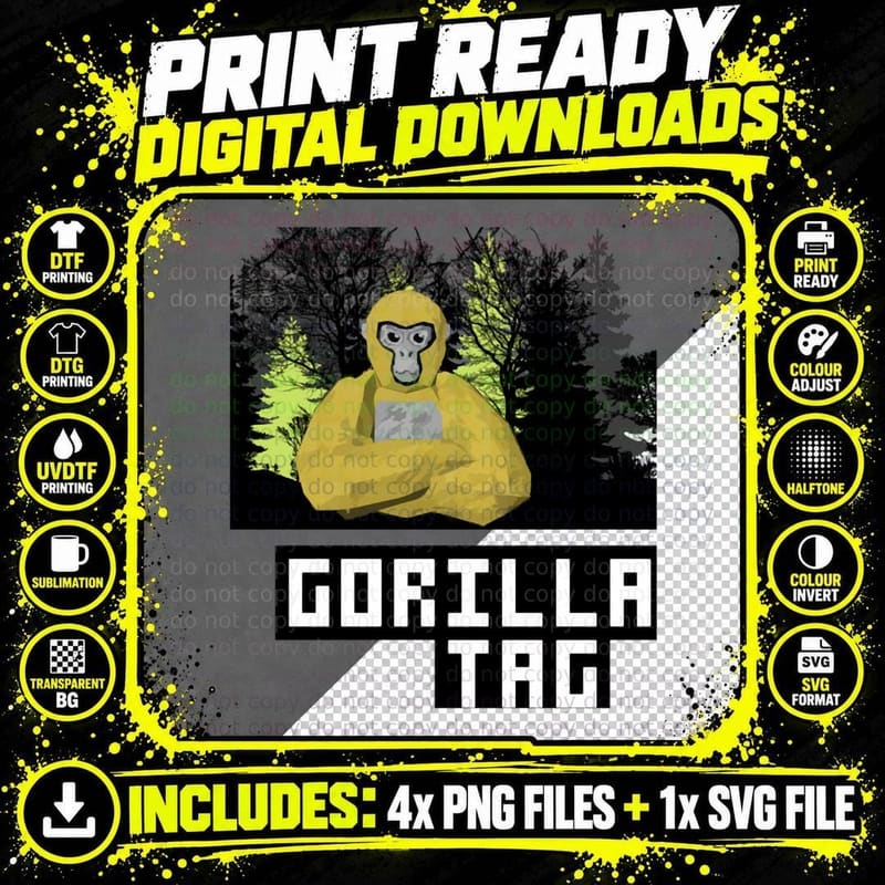 Gorilla Tag Shirt, Pfp Maker Gorilla Tag Junggle Gorilla Png SVG Digital Bundle