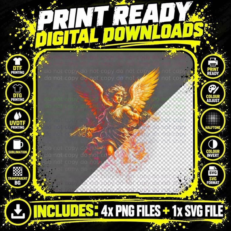 Guardian Angel T-Shirt, Armored Angel Print Png SVG Digital Bundle