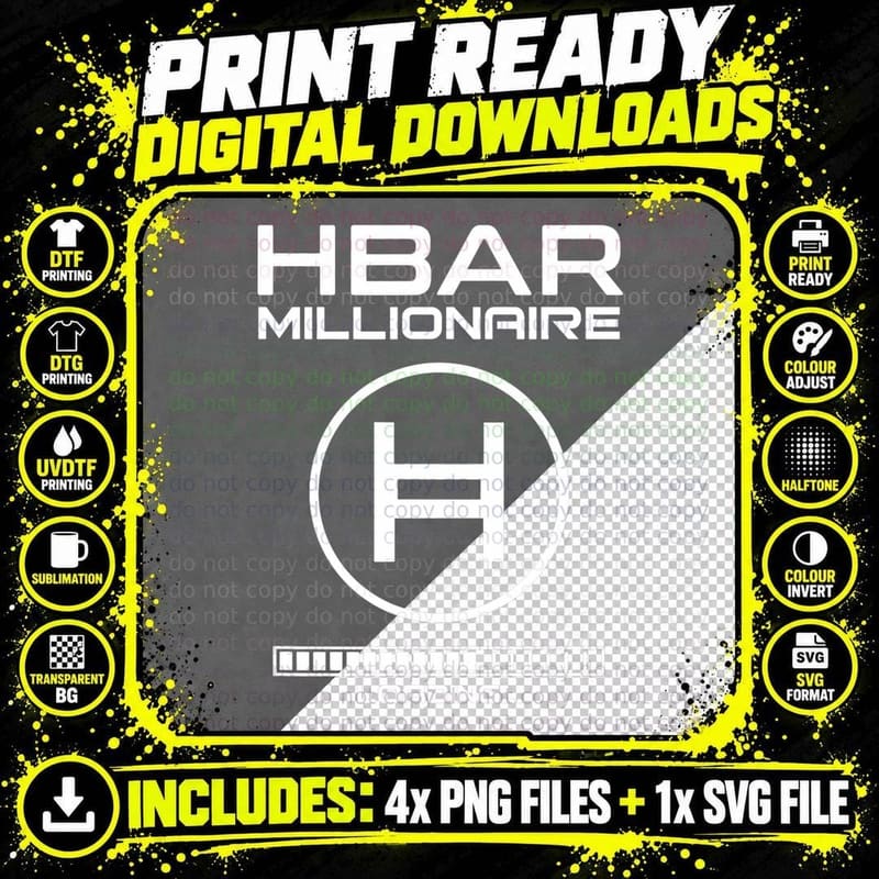 HBAR Crypto Millionaire Hedera Hashgraph Token Png SVG Digital Bundle