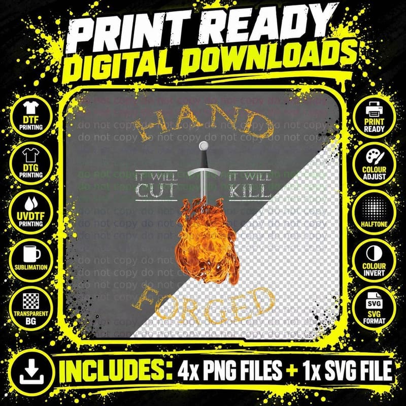 Hand Forged It Will Cut Knife Forging T-Shirt Png SVG Digital Bundle