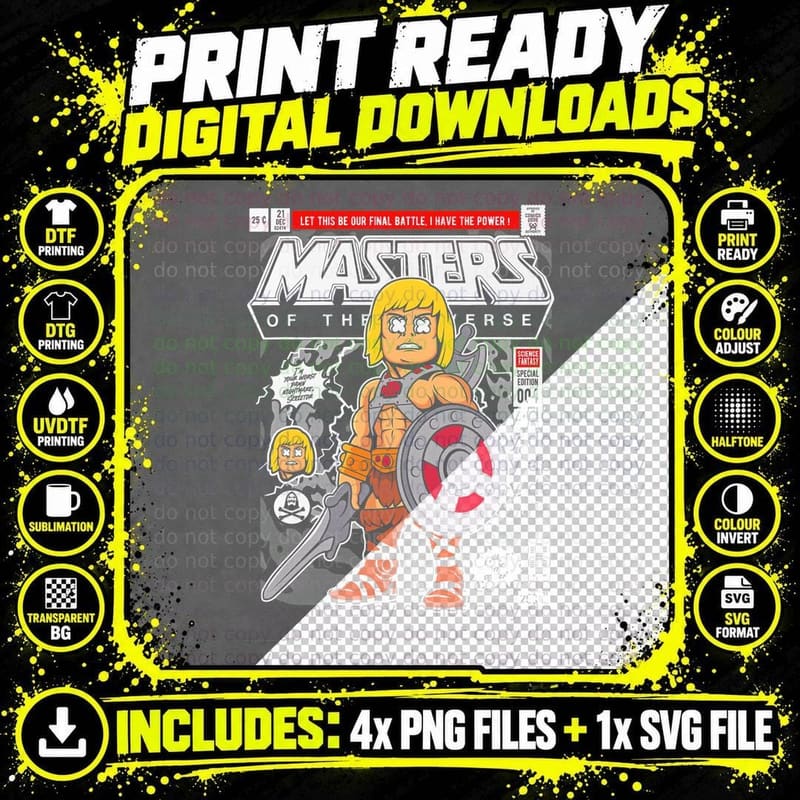 He-Man Final Battle T-Shirt, Power Ranger Print Png SVG Digital Bundle