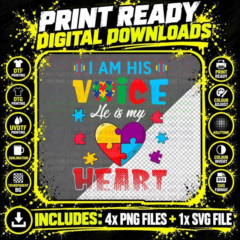 I Am His Voice Shirt, Bold Colors, Acceptance Png SVG Digital Bundle