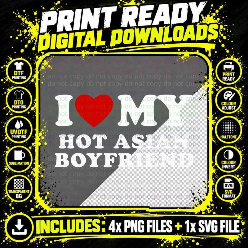 I Love My Hot Asian Boyfriend I Heart My Hot Asian BF Png SVG Digital Bundle