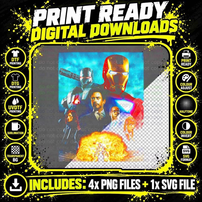 Iron Man & Avengers T-Shirt, Superhero Print Png SVG Digital Bundle