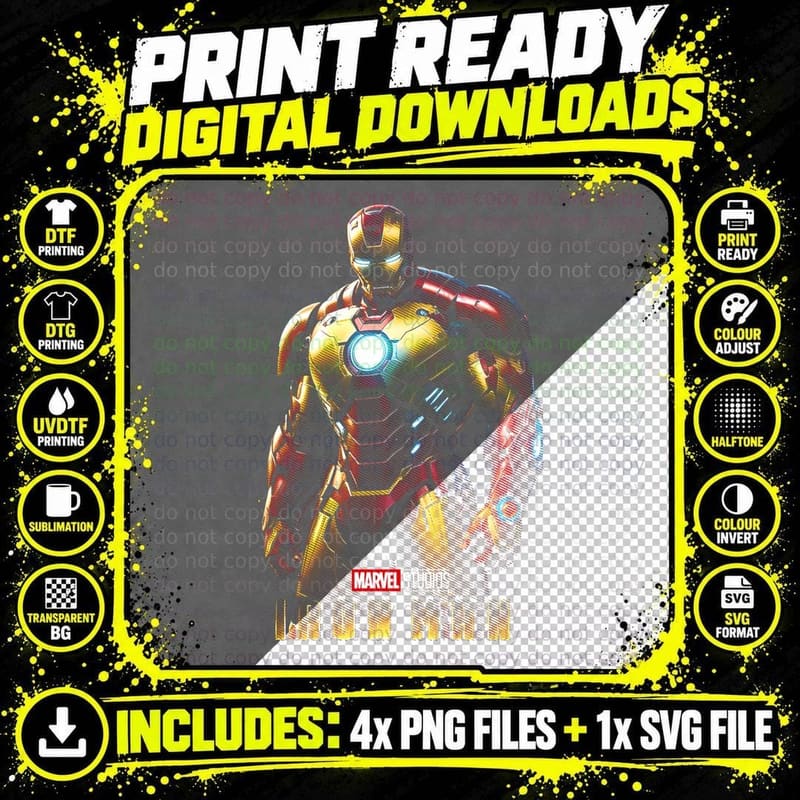 Iron Man Halftone Art T-Shirt, Iron Man Print Png SVG Digital Bundle