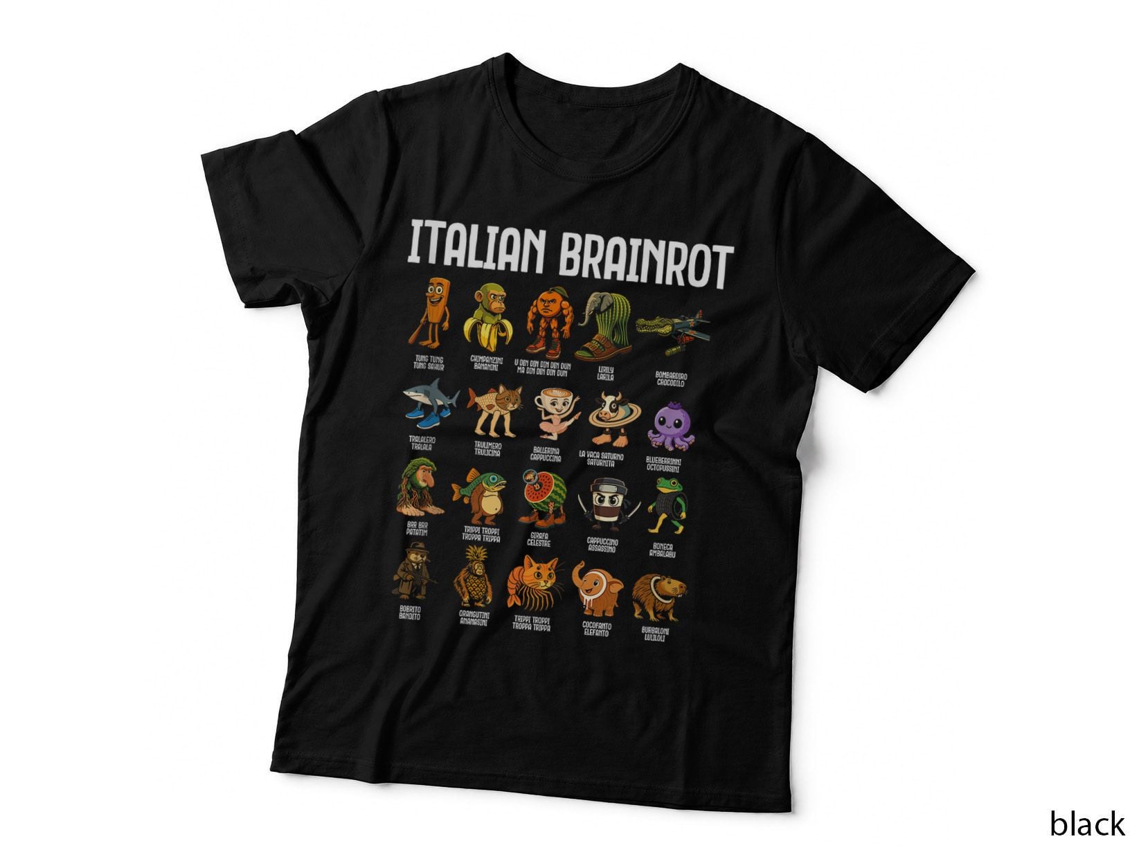 Italian Brainrot Characters Shirt, All Brain Rot Kids T-Shirt