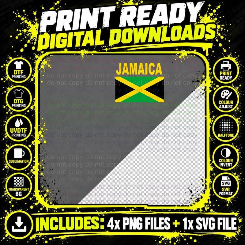Jamaica Flag Cool Caribbean Jamaican Flags for Men Women Png SVG Digital Bundle