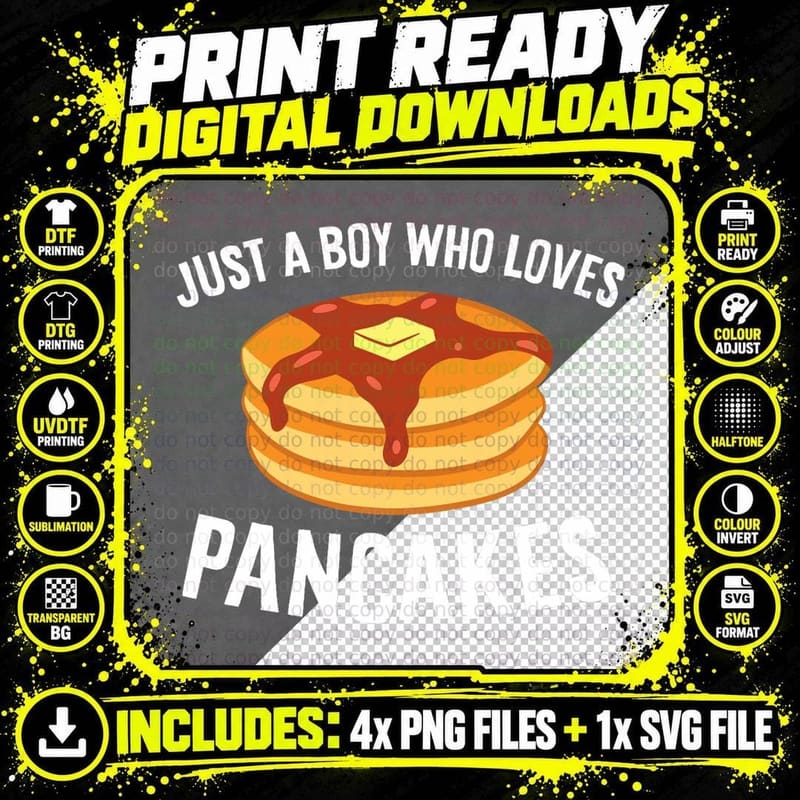Just a Boy Who Loves Pancakes T-Shirt Png SVG Digital Bundle