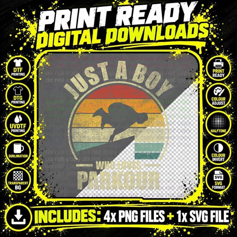 Just a Boy Who Loves Parkour. Free Running Parkour Png SVG Digital Bundle