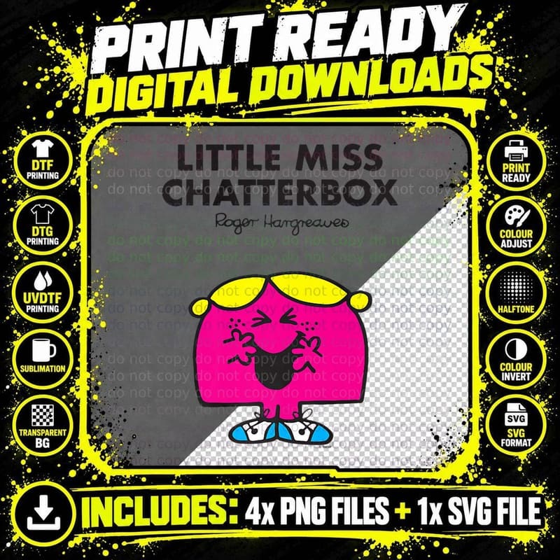 Mr. Men Little Miss Chatterbox, Healthcare Gift T-Shirt Png SVG Digital Bundle