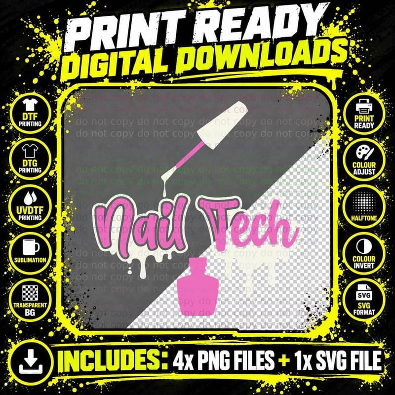 Nail Tech Nails Technician Beauty Nail Artist Beautician Png SVG Digital Bundle