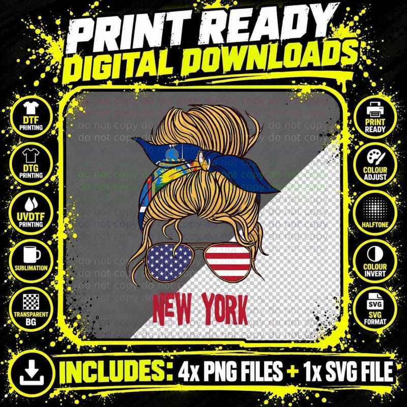 New York for Girls New York Proud State Flag for Women Png SVG Digital Bundle
