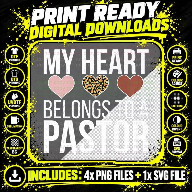 Pastor's Wife Heart Pastor Wife of a Pastor Png SVG Digital Bundle