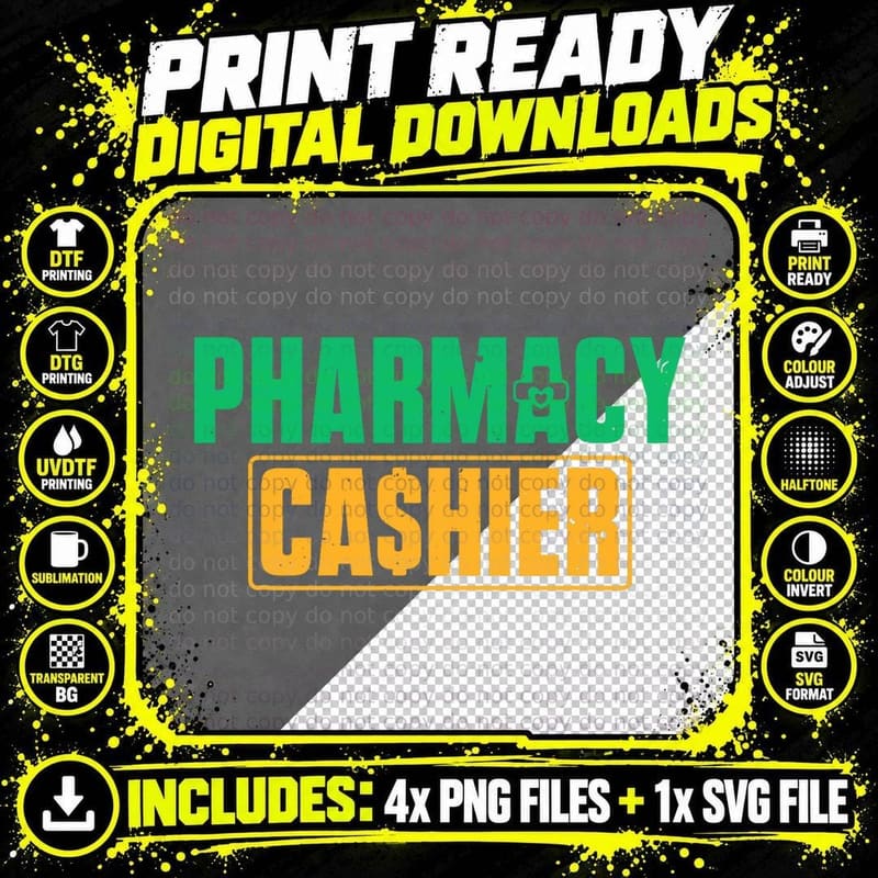 Pharmacy Cashier Pharmacy Tech Cash Register T-Shirt Png SVG Digital Bundle