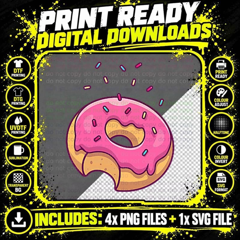Pink Sprinkle Donut Pocket Doughnut Lovers T-Shirt Png SVG Digital Bundle