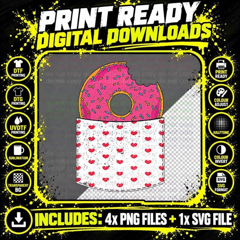 Pocket Donut Lover Sweets Sprinkles Doughnuts Snack Png SVG Digital Bundle