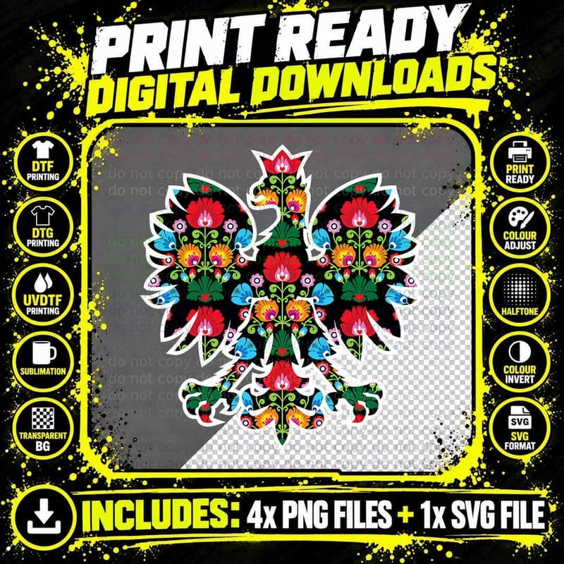 Polish EAGLE Poland Wycinanki Emblem Png SVG Digital Bundle