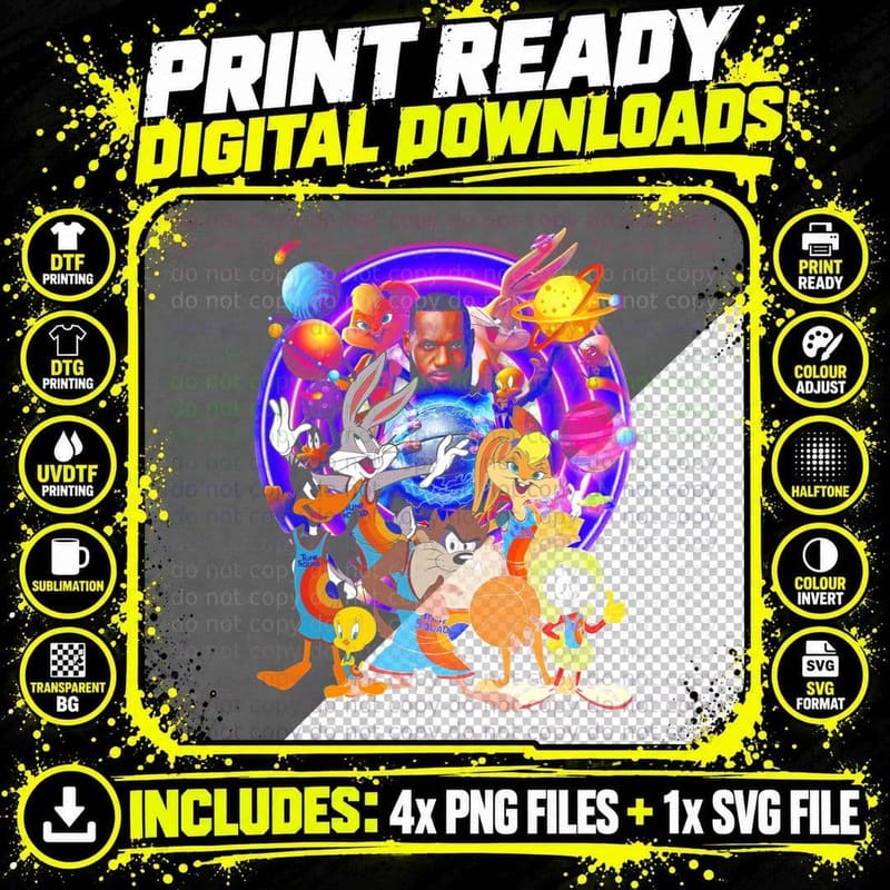 Space Themed Looney Tunes T-Shirt, Looney Tunes Print Png SVG Digital Bundle