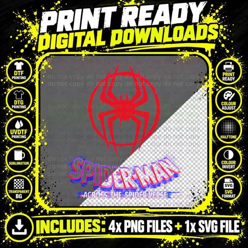 Spider-Man Across the Spider-Verse T-Shirt Png SVG Digital Bundle
