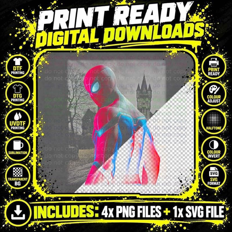 Spider-Man T-Shirt, Comic Book Hero Print, Superhero Tee Png SVG Digital Bundle