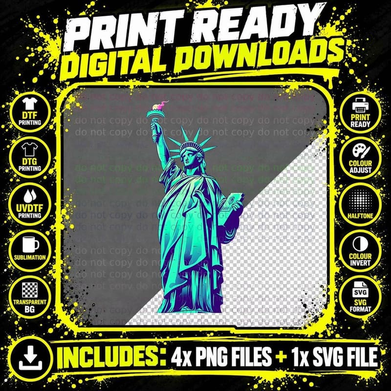 Statue of Liberty T-Shirt Png SVG Digital Bundle