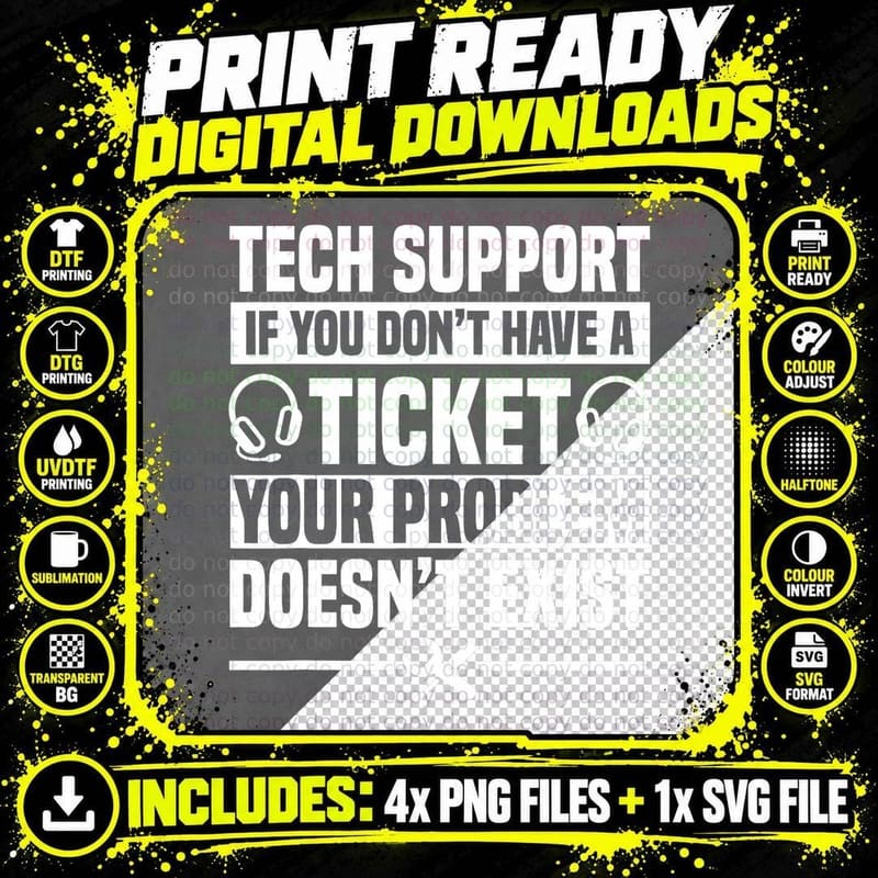 Tech Support Ticket IT Call Center Agent Help Desk Png SVG Digital Bundle