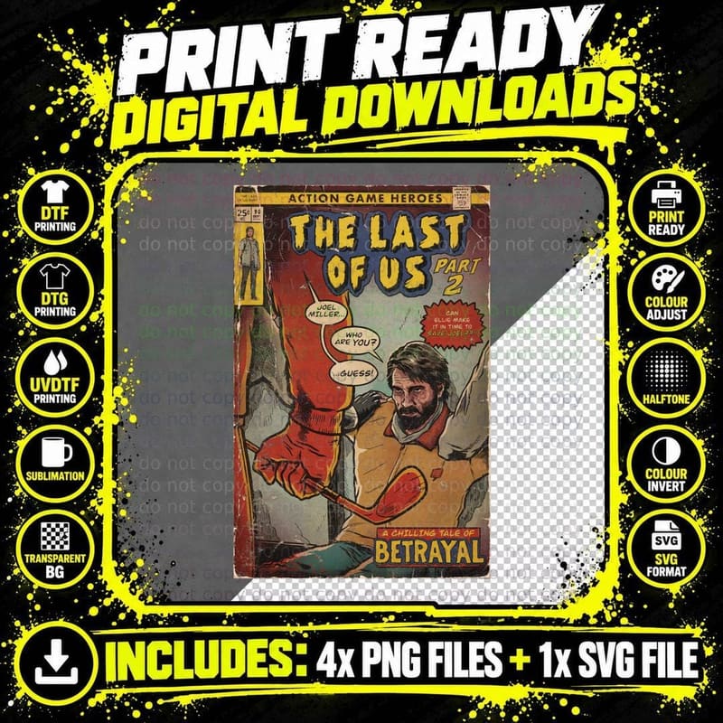 The Last of Us 2 Tshirt, Joel Fan Art Comic Cover T-Shirt Png SVG Digital Bundle