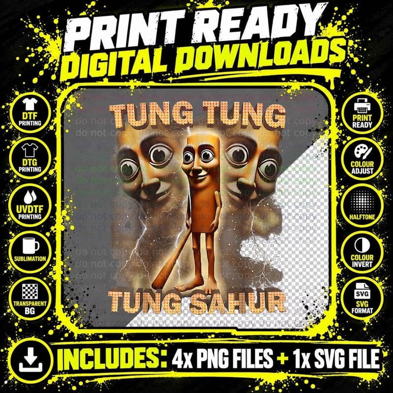 Tung Tung Tung Sahur T-Shirt Png SVG Digital Bundle