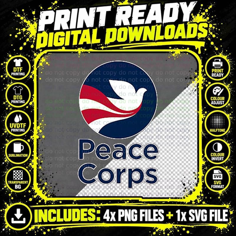 United States US PEACE CORPS Volunteer Service T-Shirt Png SVG Digital Bundle