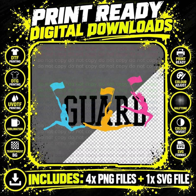 Winter Color Guard Flag T-Shirt Png SVG Digital Bundle