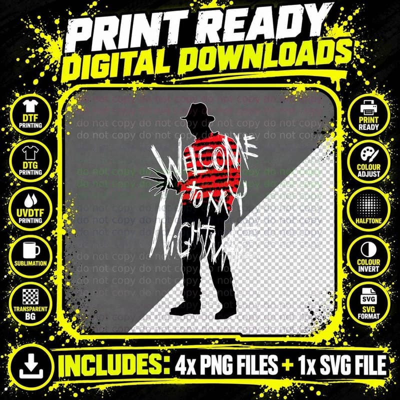A Nightmare on Elm Street Freddy Welcome to My Nightmare Png SVG Digital Bundle