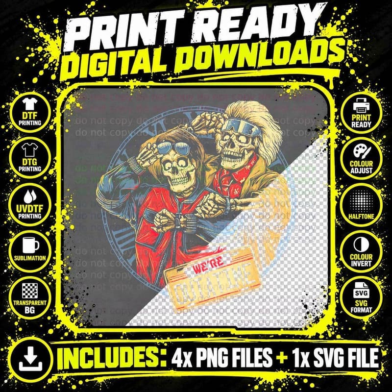 Back to the Future Tshirt, We're Outa Time Png SVG Digital Bundle