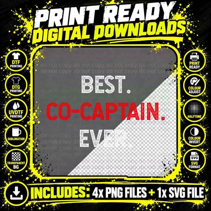 Best Co-Captain Ever Sports Team Appreciation T-Shirt Png SVG Digital Bundle
