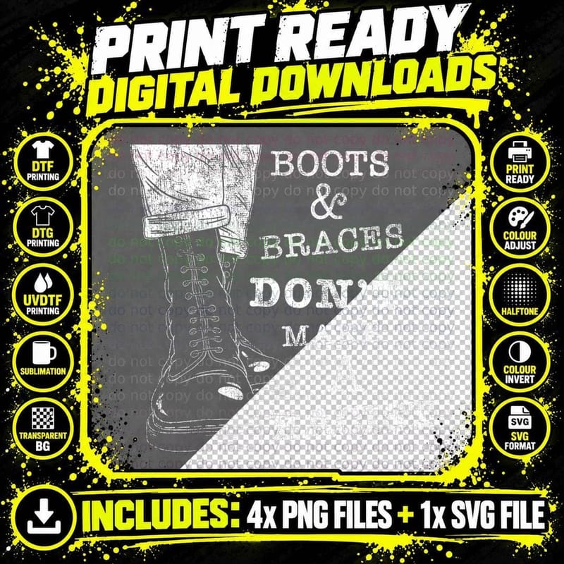 Boots and Braces Shirt - Anti-Racism Street Punks - Png SVG Digital Bundle