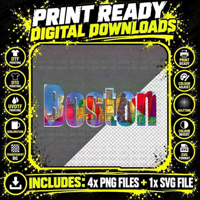 Boston Art Products by Marian Nixon T-Shirt Png SVG Digital Bundle