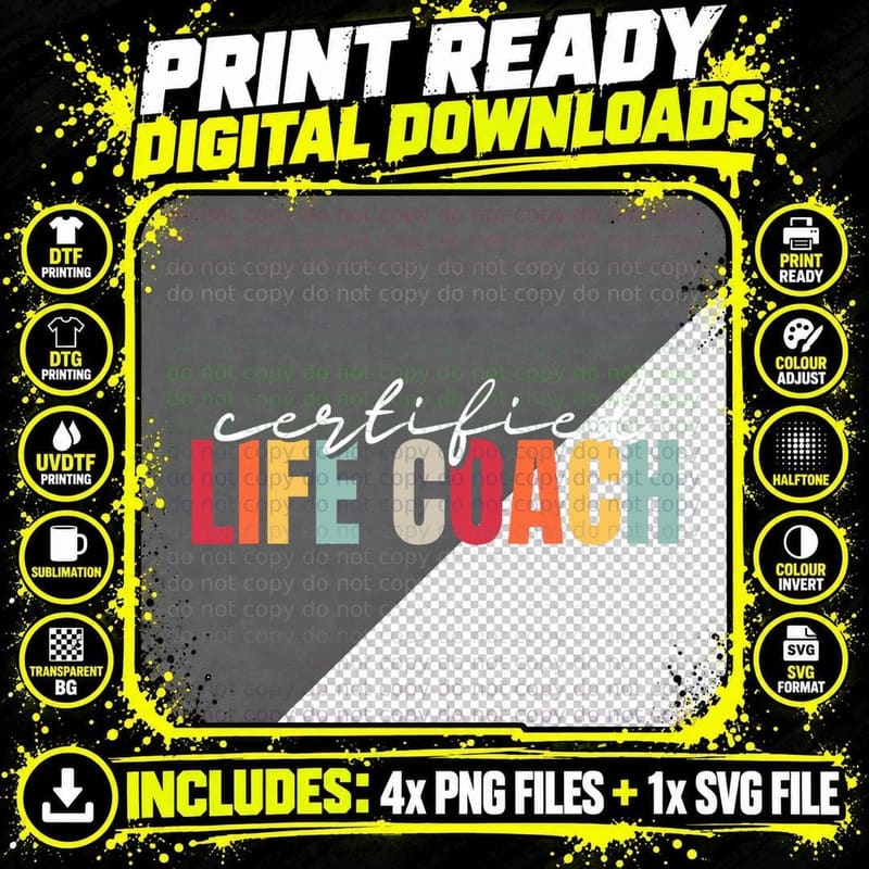 Certified Life Coach Personal Growth Mentor T-Shirt Png SVG Digital Bundle