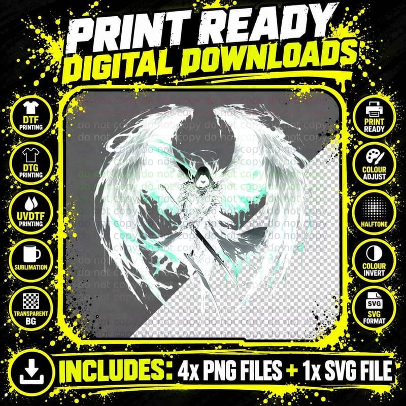 Dark Angel Warrior T-Shirt Png SVG Digital Bundle